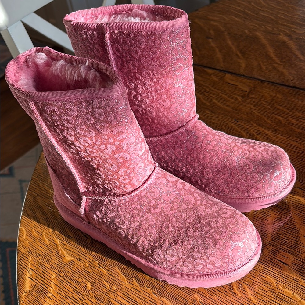 Pink Leopard Print Boots